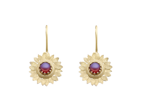 GARNET SUNFLOWER EARRINGS