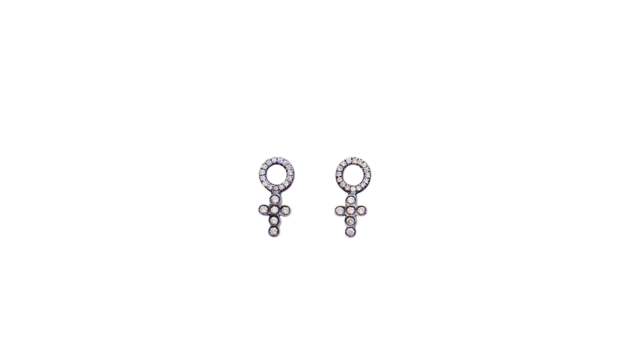 CHAMPAGNE DIAMOND CROSS EARRING CHARMS