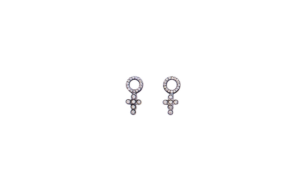 CHAMPAGNE DIAMOND CROSS EARRING CHARMS