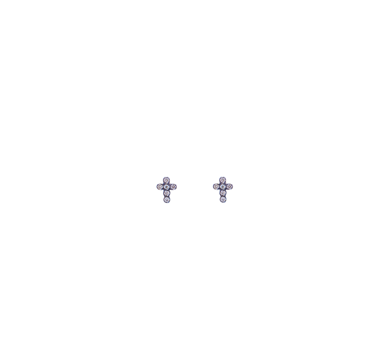 CHAMPAGNE DIAMOND CROSS STUD EARRINGS