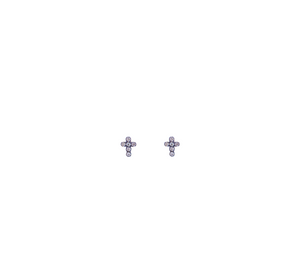 CHAMPAGNE DIAMOND CROSS STUD EARRINGS