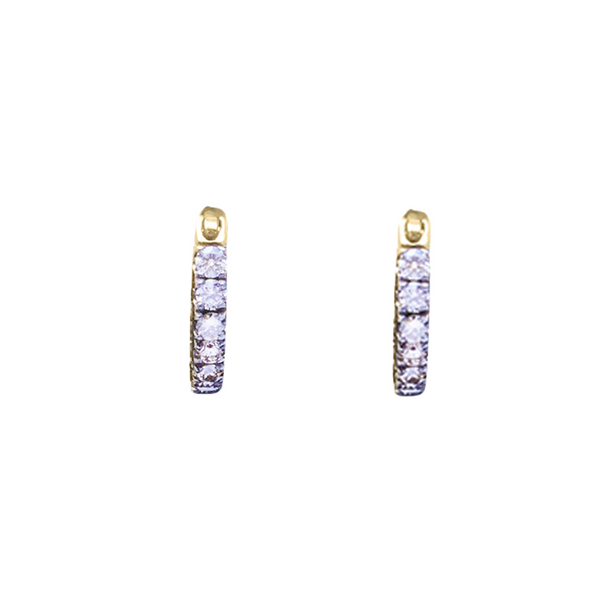 CHAMPAGNE DIAMOND HOOPS WITH CHAMPAGNE DIAMOND FISH EAR CHARM