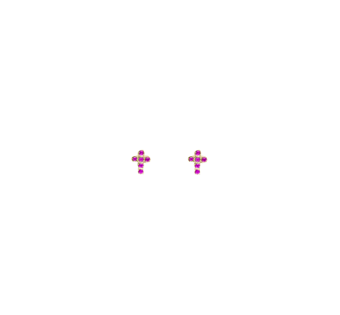 RUBY CROSS STUD EARRINGS