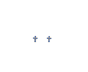 SAPPHIRE CROSS STUD EARRING