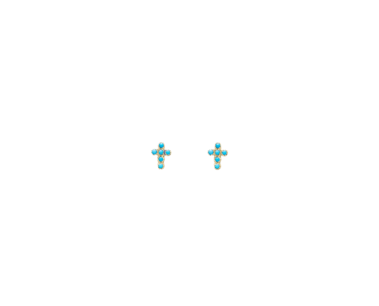 TURQUOISE CROSS STUD EARRINGS