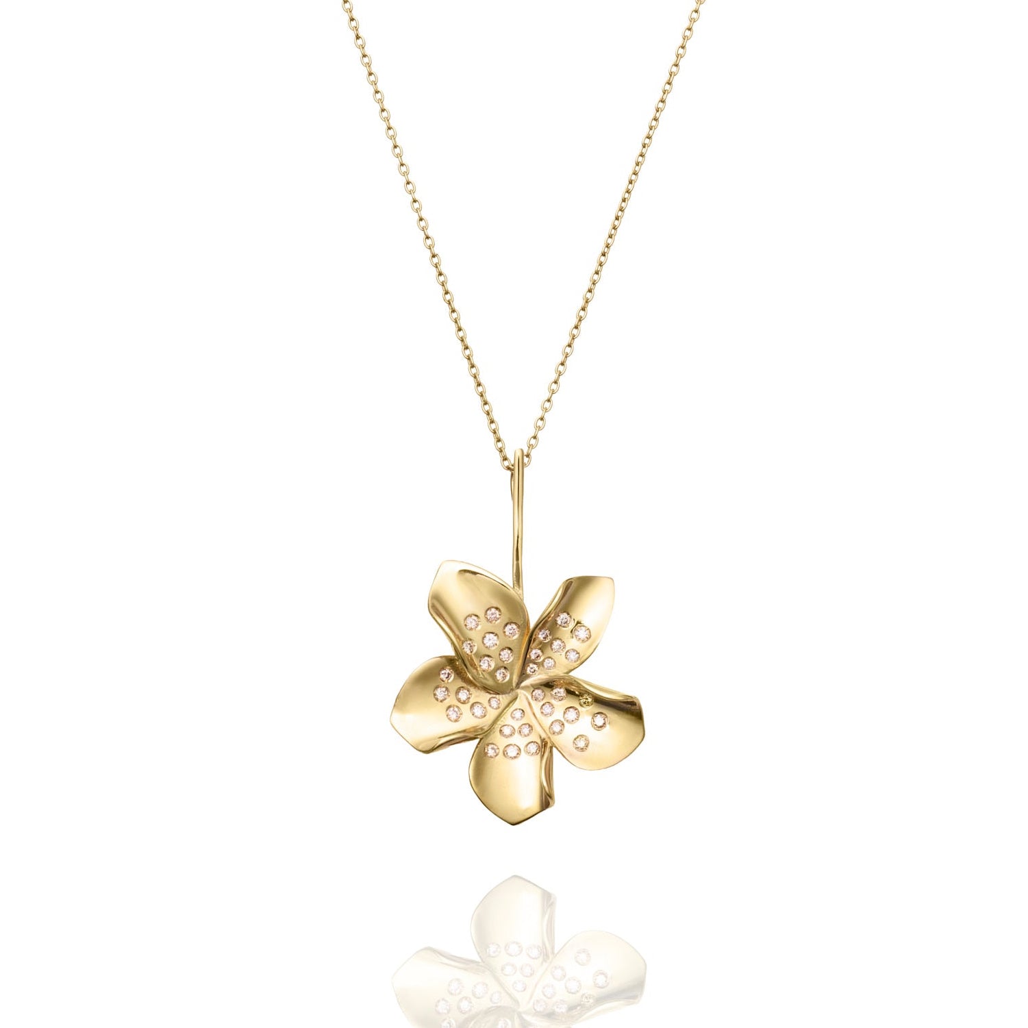 CHAMPAGNE DIAMOND FRANGIPANI NECKLACE