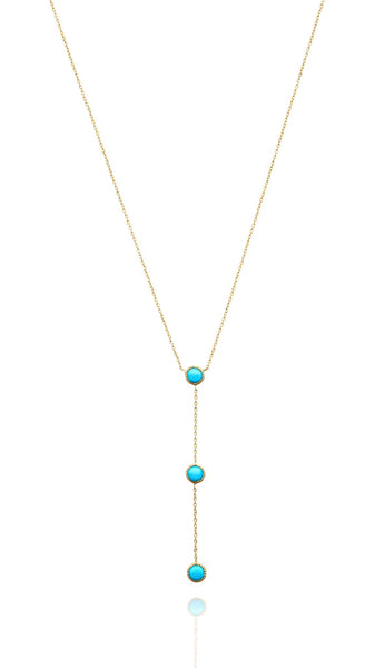 TURQUOISE CABOCHON LARIAT NECKLACE