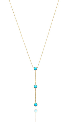TURQUOISE CABOCHON LARIAT NECKLACE