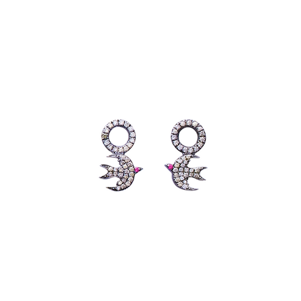 CHAMPAGNE DIAMOND BIRD EARRING CHARMS