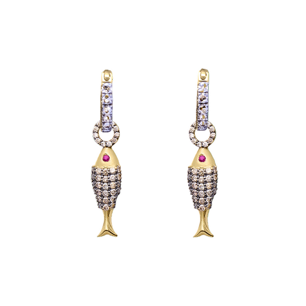 CHAMPAGNE DIAMOND FISH EAR CHARMS