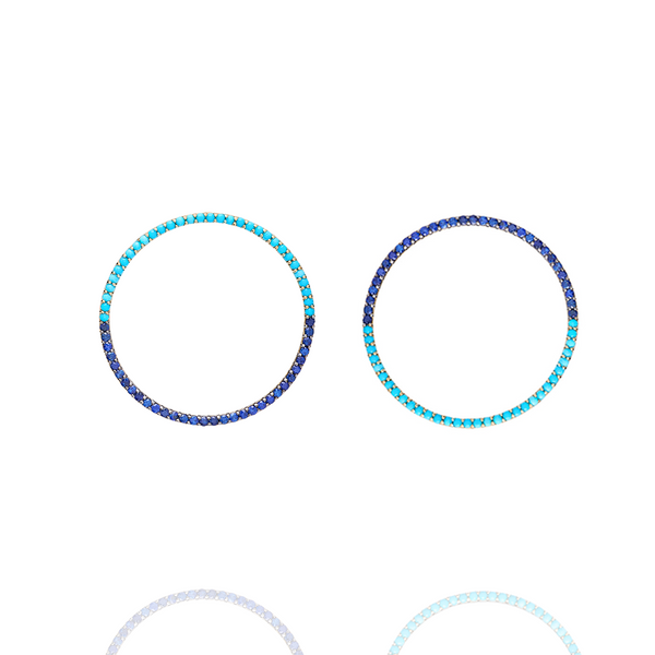 SAPPHIRE AND TURQUOISE CERCLE D'ECLAT EARRINGS