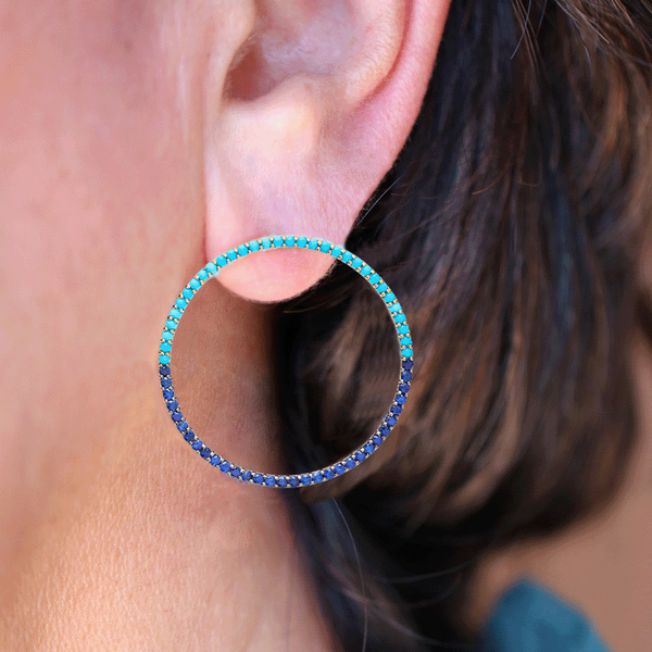 SAPPHIRE AND TURQUOISE CERCLE D'ECLAT EARRINGS