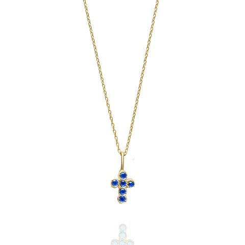 SAPPHIRE BABY CROSS NECKLACE