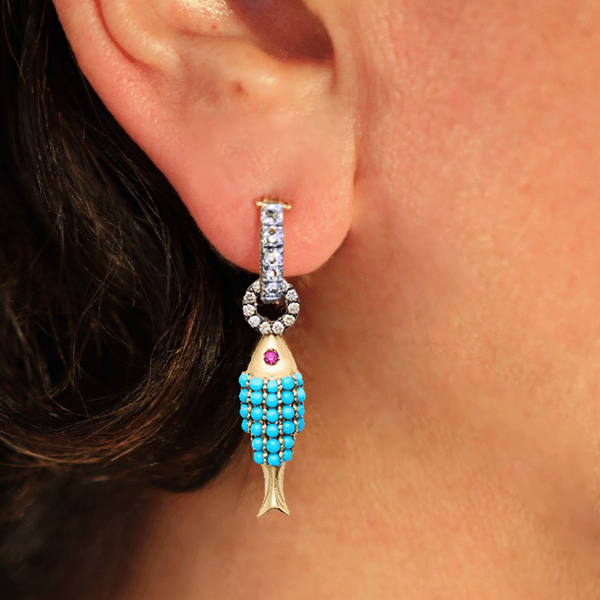 TURQUOISE FISH EAR CHARMS