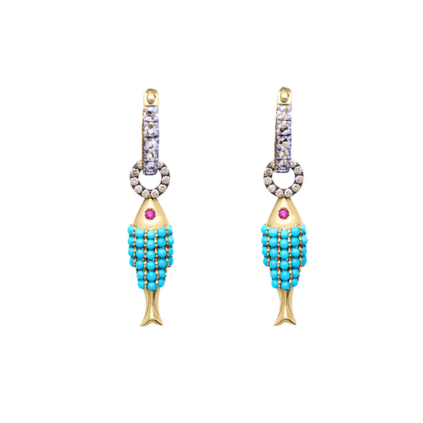 TURQUOISE FISH EAR CHARMS