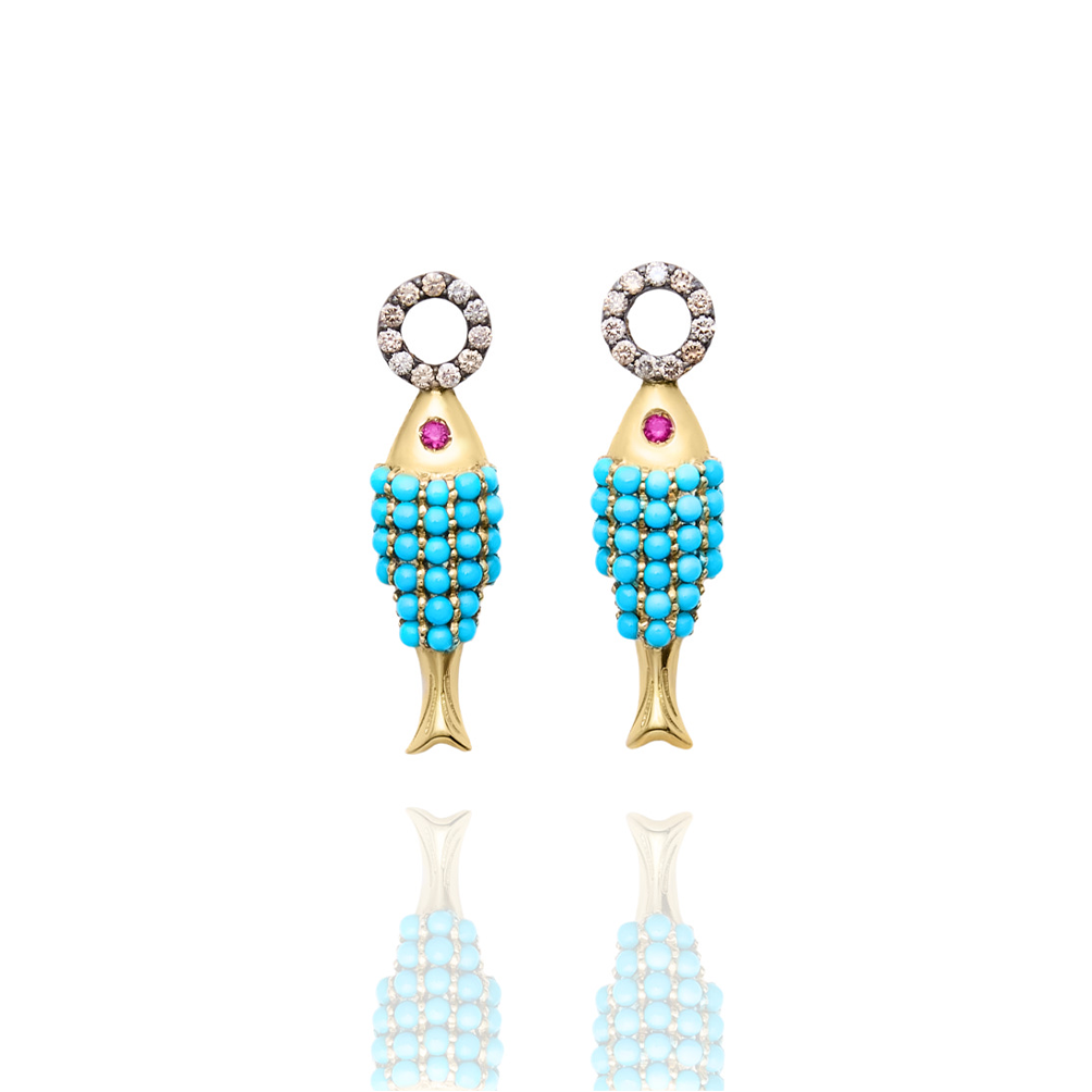 TURQUOISE FISH EAR CHARMS