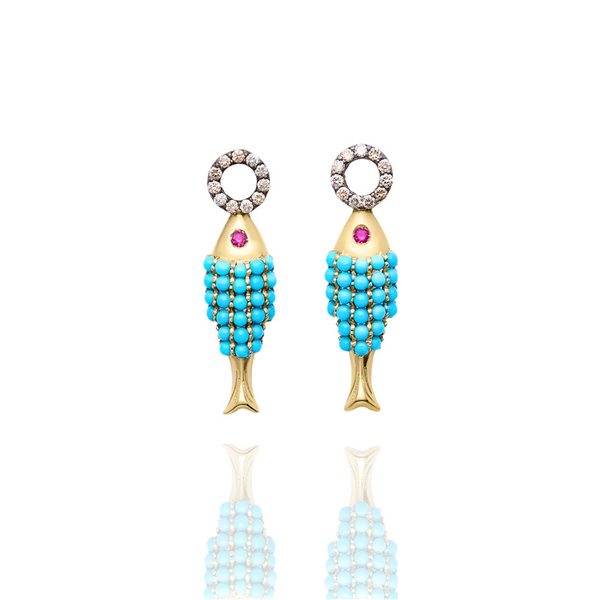 TURQUOISE FISH EAR CHARMS