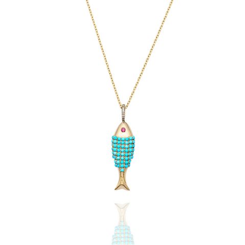 TURQUOISE FISH NECKLACE