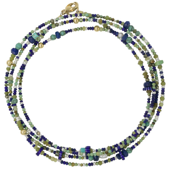 HAND BEADED LAPIS NECKLACE