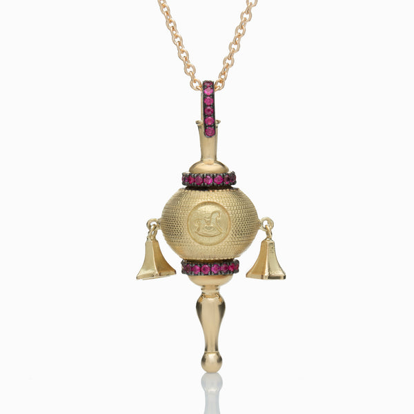 BABY RATTLE WITH RUBIES