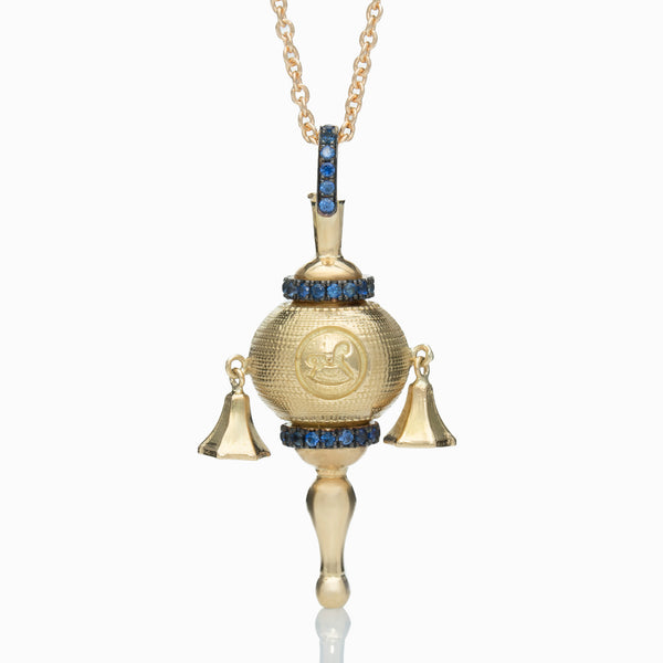 BABY RATTLE WITH SAPPHIRES
