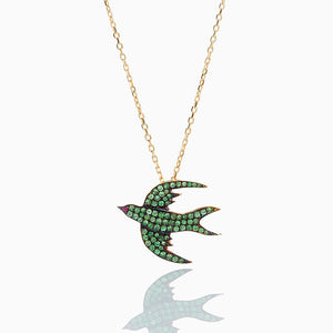TSAVORITE BIRD NECKLACE BIG MINI