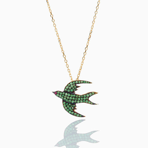 TSAVORITE BIRD NECKLACE BIG MINI