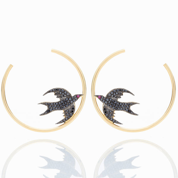 BLACK DIAMOND BIRD HOOPS