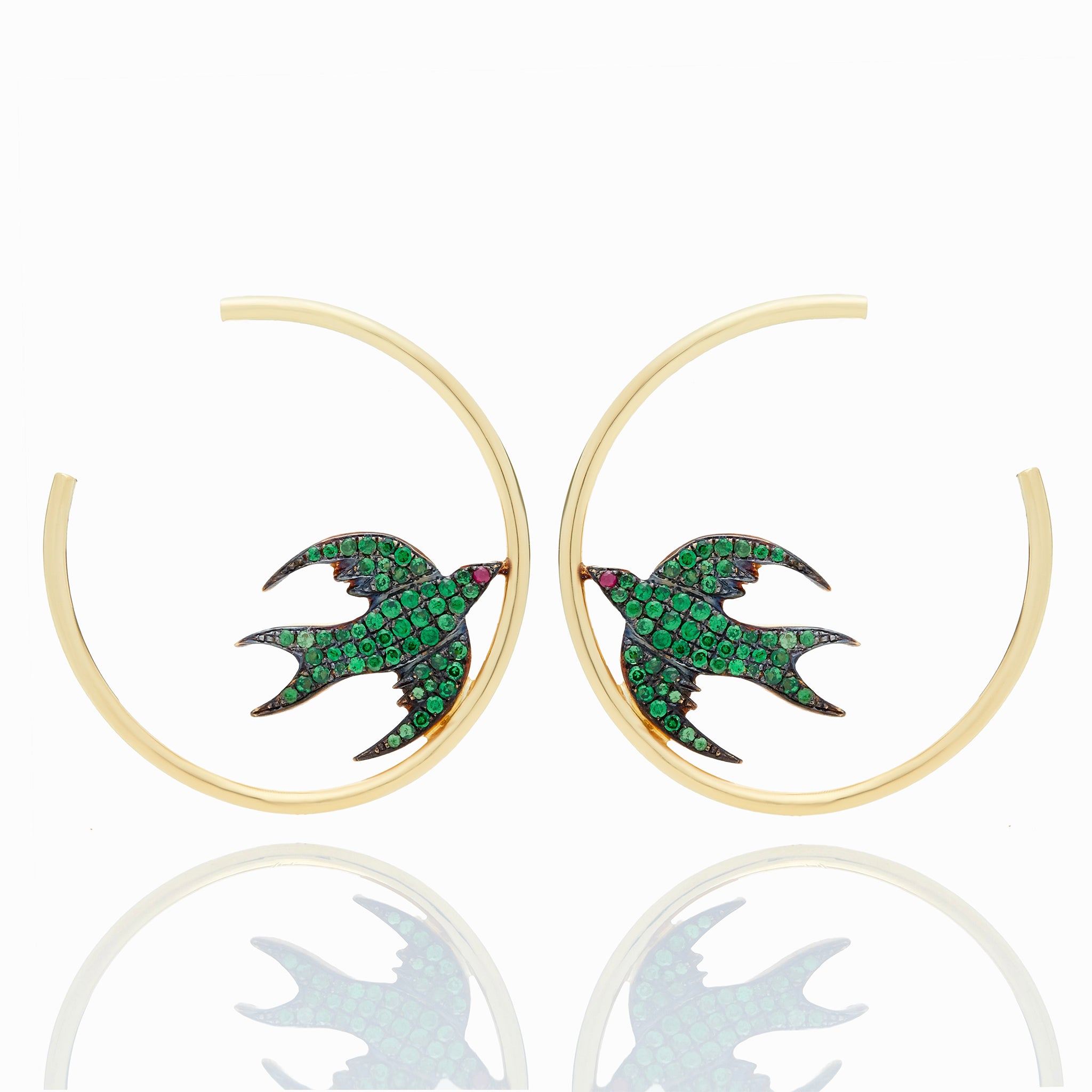TSAVORITE BIRD HOOPS