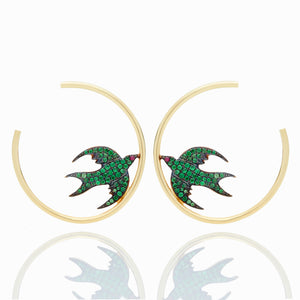 TSAVORITE BIRD HOOPS
