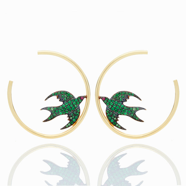 TSAVORITE BIRD HOOPS