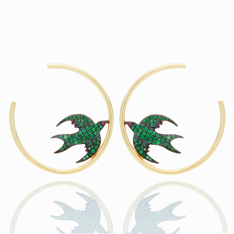 TSAVORITE BIRD HOOPS