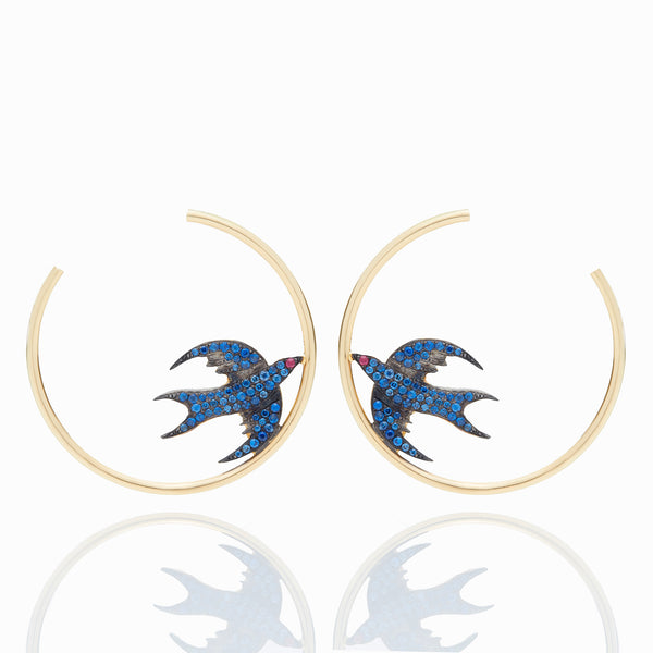 SAPPHIRE BIRD HOOPS