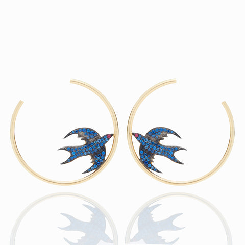 SAPPHIRE BIRD HOOPS