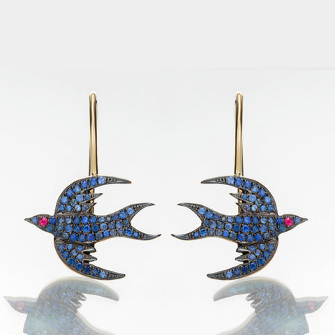 SAPPHIRE BIRD EARRINGS