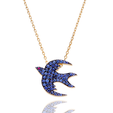 SAPPHIRE BIRD LOCKET NECKLACE