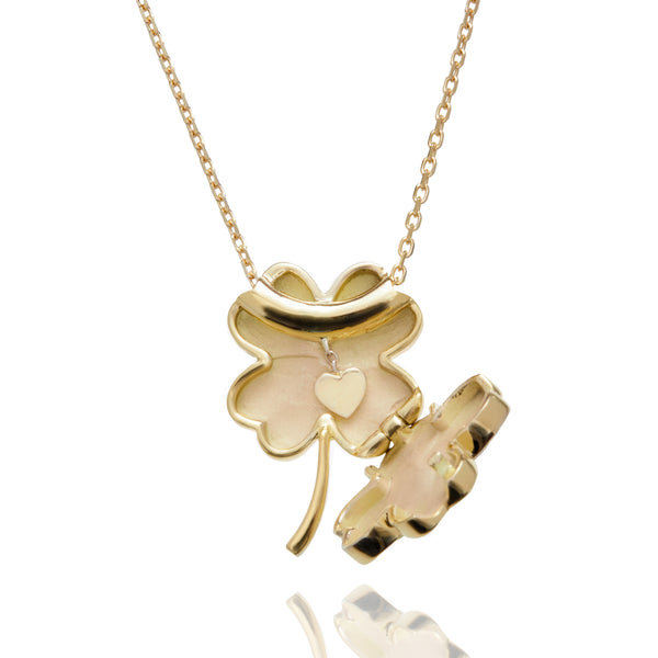 FOUR LEAF CLOVER LOCKET NECKLACE
