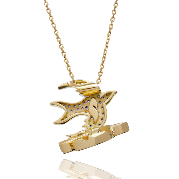 SAPPHIRE BIRD LOCKET NECKLACE