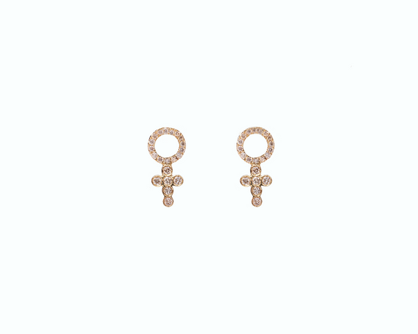 CHAMPAGNE DIAMOND CROSS EARRING CHARMS