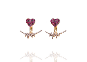HEART STUD EARRINGS WITH HEARTBEAT JACKETS