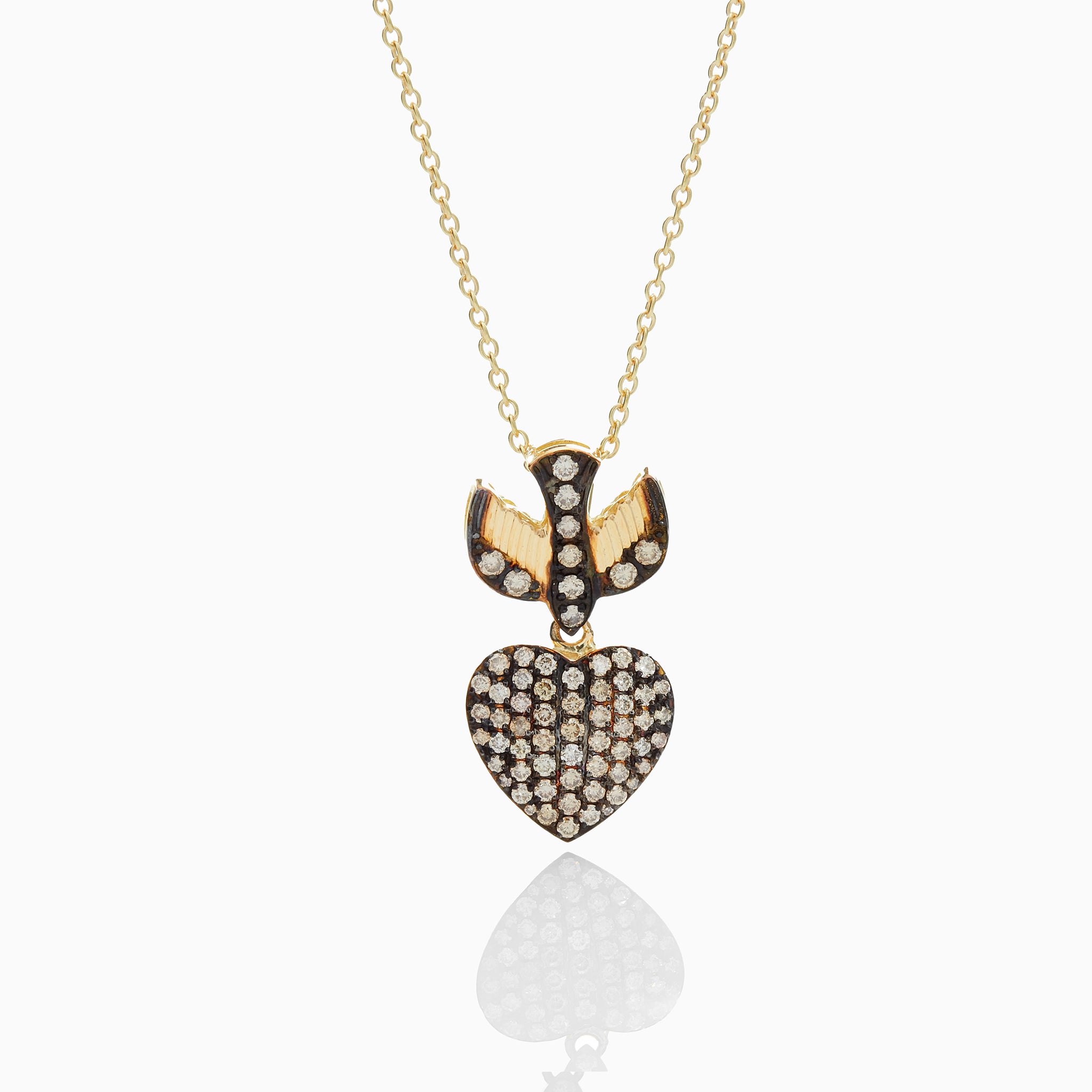 BIRD HOLDING HEART NECKLACE