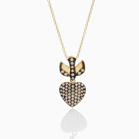 BIRD HOLDING HEART NECKLACE