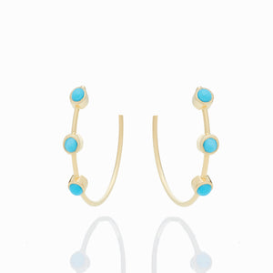 TURQUOISE CABOCHON HOOPS