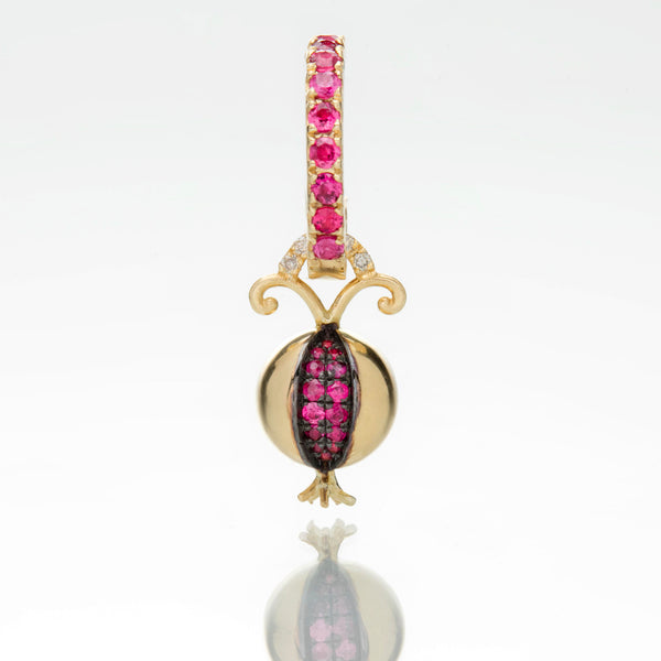 POMEGRANATES ON RUBY HOOPS