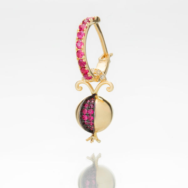 POMEGRANATES ON RUBY HOOPS