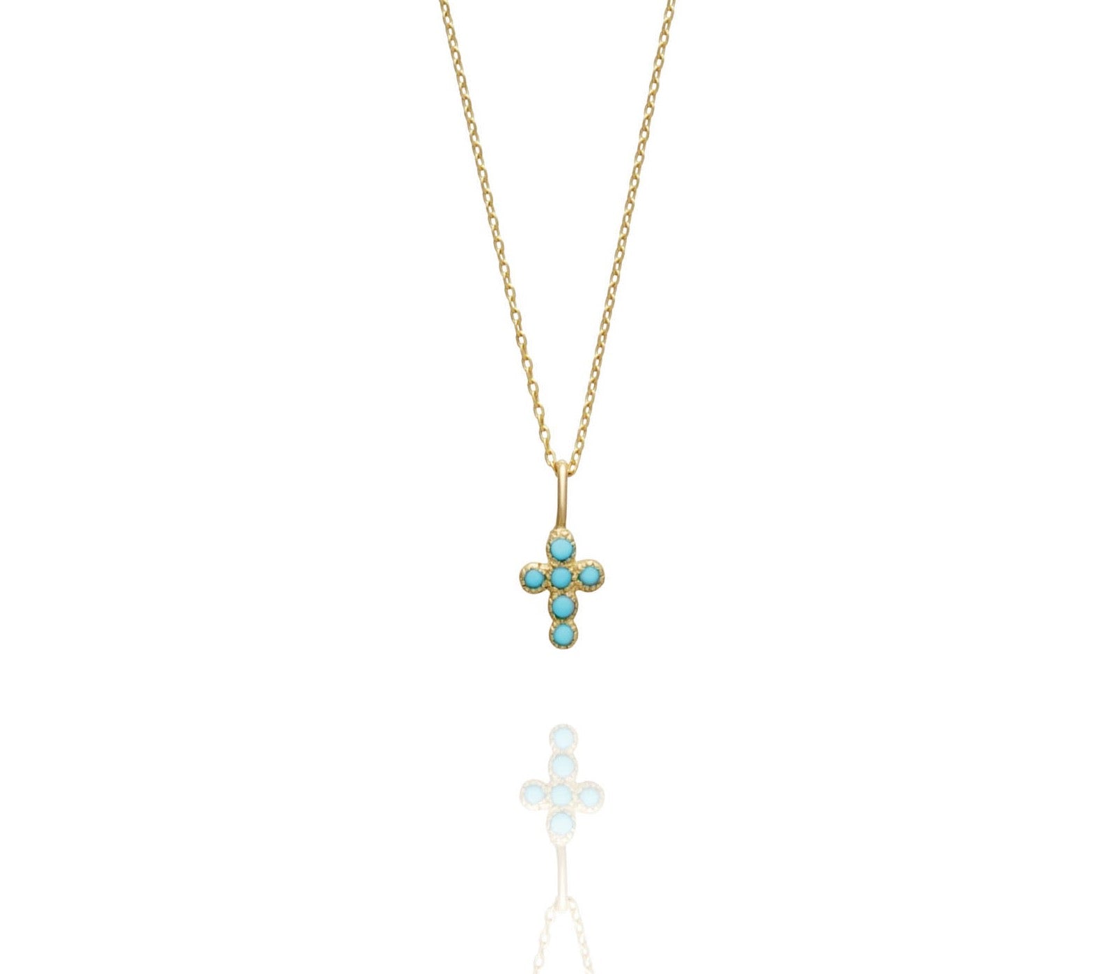 TURQUOISE BABY CROSS NECKLACE