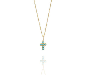 TURQUOISE BABY CROSS NECKLACE