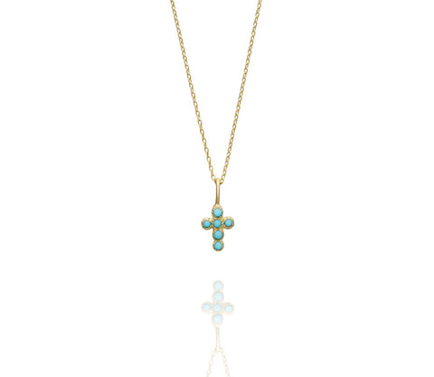 TURQUOISE BABY CROSS NECKLACE