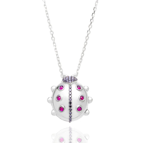 STERLING SILVER LADYBUG LOCKET NECKLACE