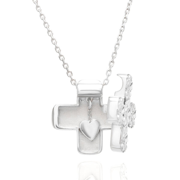 STERLING SILVER CROSS LOCKET NECKLACE